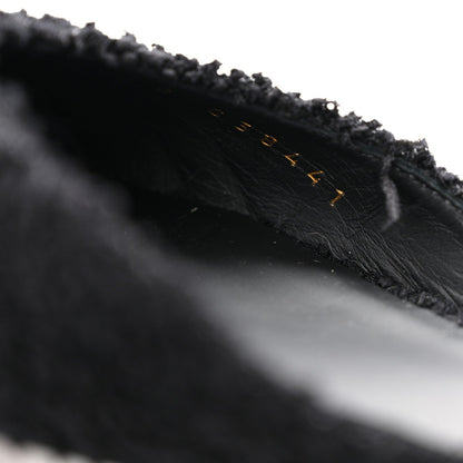 Chanel Tweed Patent Cap Toe CC Women's Ballerina Flats Black