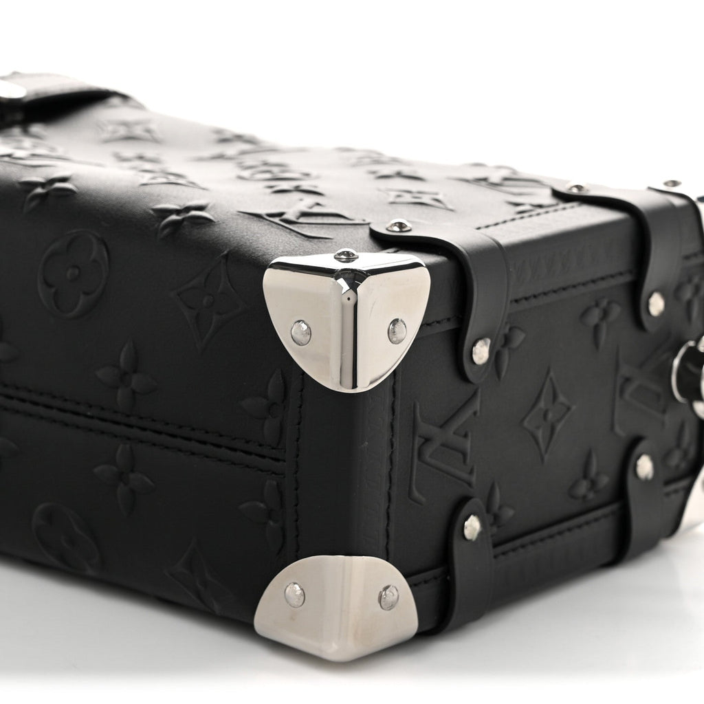 Louis Vuitton Calfskin Debossed Monogram Side Trunk Black