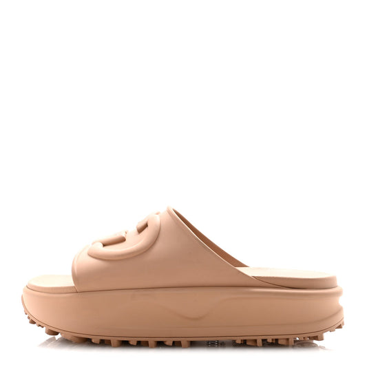 Soft Rubber Interlocking G Platform 42Mm Slide Sandals 9 Vintage Camel