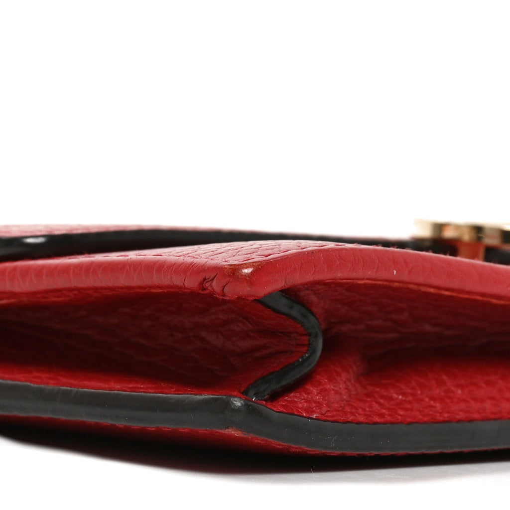 Gucci Dollar Calfskin Interlocking G Chain Wallet Red