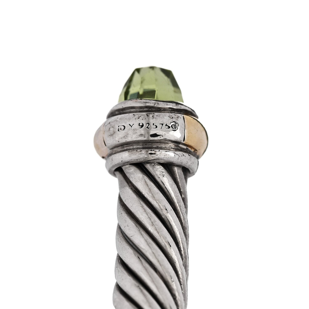 Sterling Silver 18K Yellow Gold Peridot 4mm Cable Classics Bracelet