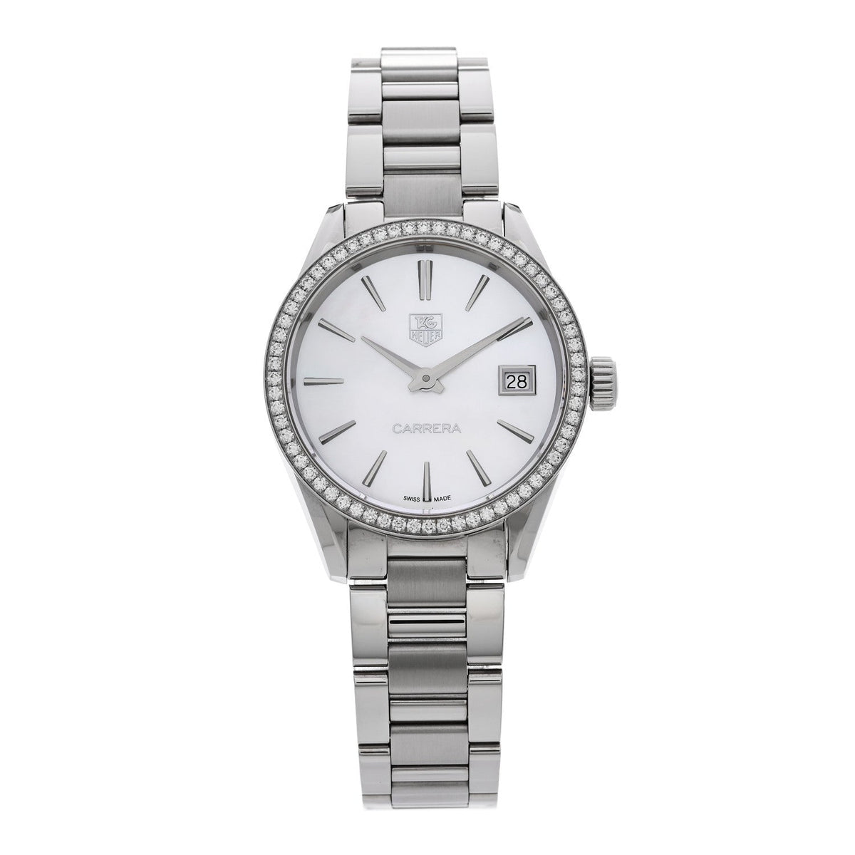 Tag Heuer Stainless Steel Diamond 32mm Carrera Lady Quartz Watch WAR1315-0