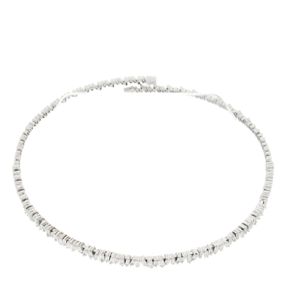 Suzanne Kalan18K White Gold Diamond Classic Half Baguette Choker Necklace