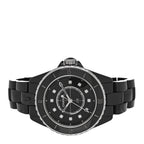 Chanel Stainless Steel Ceramic Diamond 33mm J12 Quartz Watch Black