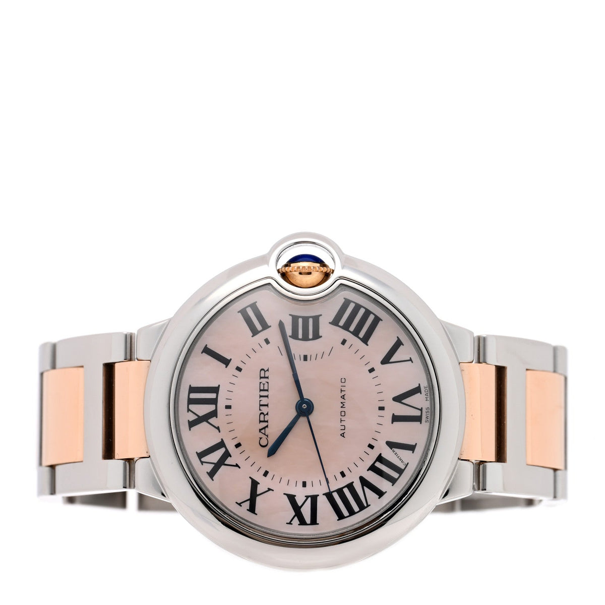 Cartier Stainless Steel 18K Yellow Gold 36mm Ballon Bleu Watch Pink