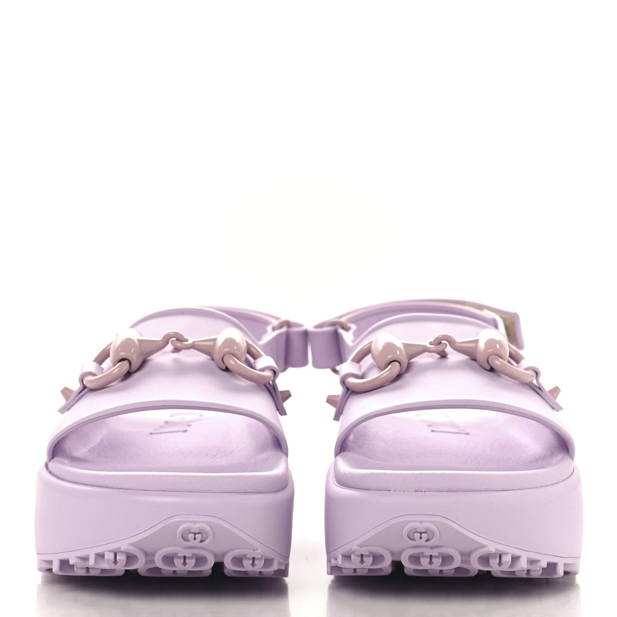 Gucci Rubber Women's Horsebit Touch Strapped Sandals 36 Talc Pink