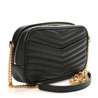 Saint Laurent Grain De Poudre Matelasse Monogram Mini Lou Camera Bag Black