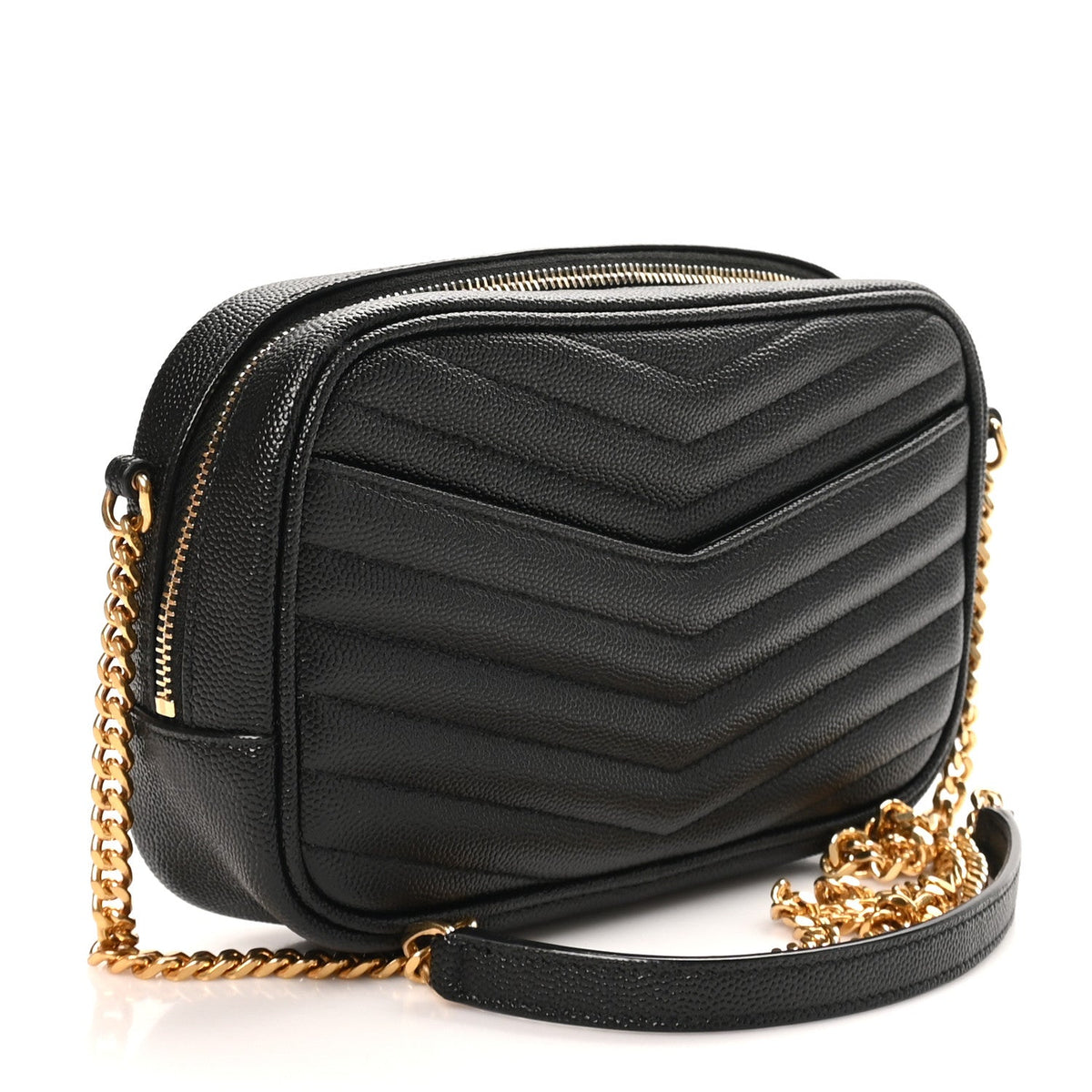 Saint Laurent Grain De Poudre Matelasse Monogram Mini Lou Camera Bag Black