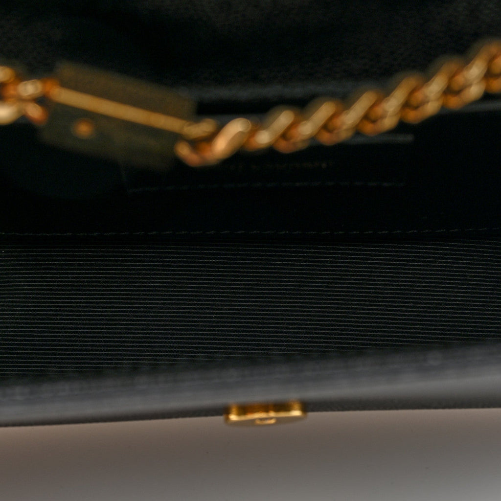 Saint Laurent Grain De Poudre Small Monogram Kate Satchel Black