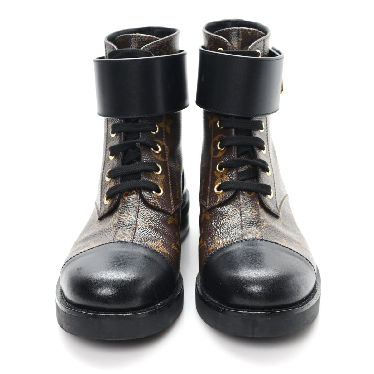 Louis Vuitton Calfskin Women's Monogram Wonderland Flat Ranger Boots 38 Black
