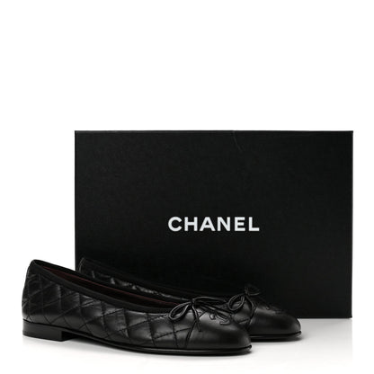 Chanel Aged Calfskin Quilted CC Cap Toe Women's Flats