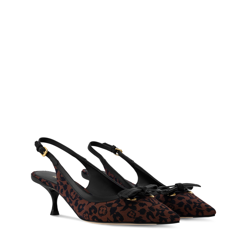 Women's 6AM Slingback Pump Brown Monogram Leopard Canvas 1AJL09