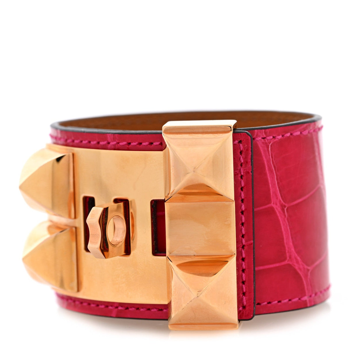Shiny Alligator Collier De Chien CDC Bracelet T2 Framboise