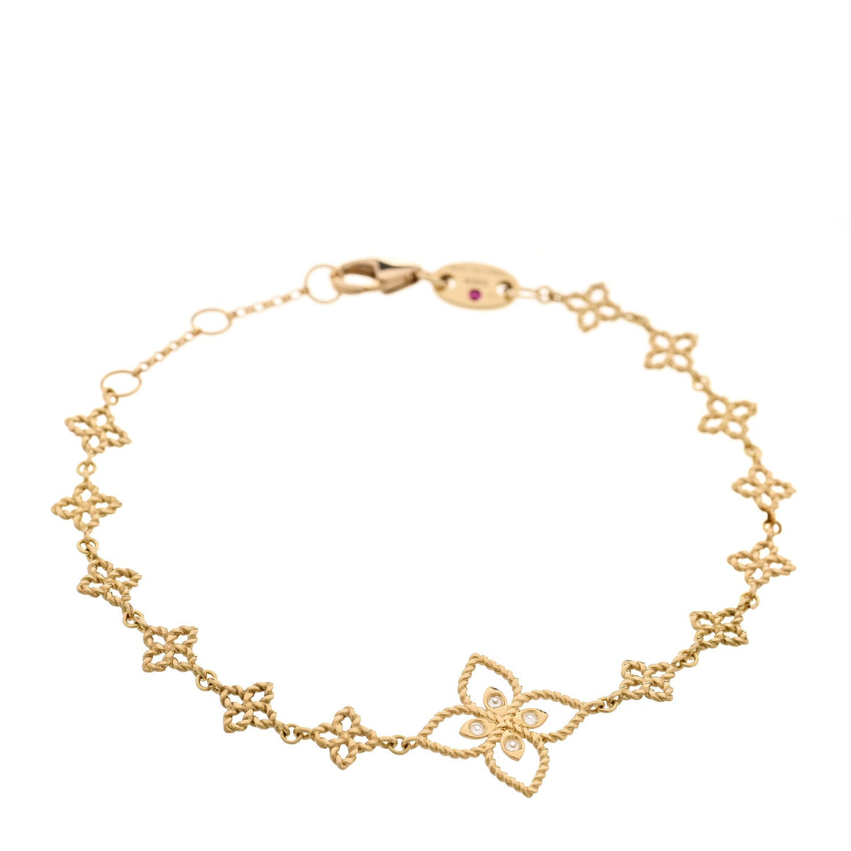 18K Yellow Gold Diamond Principessa Flower Link Bracelet