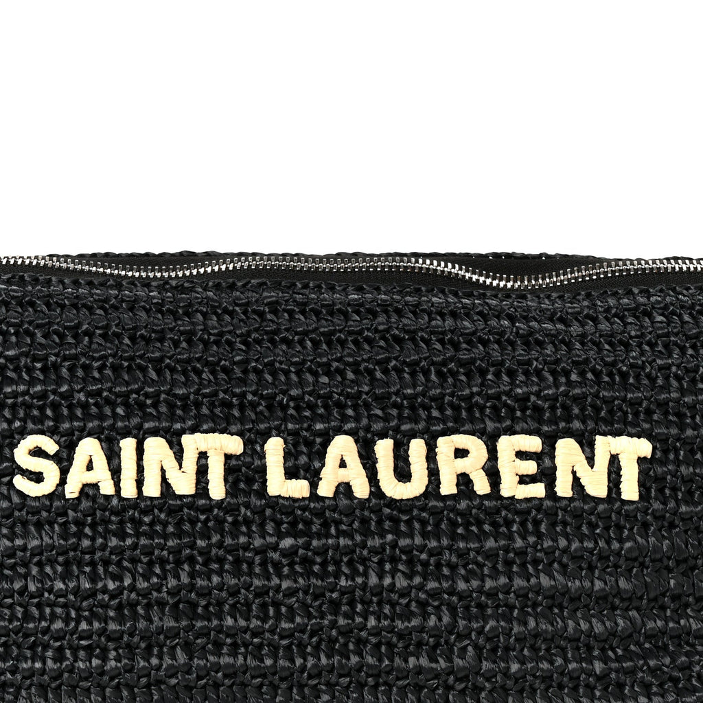 Saint Laurent Raffia Le Crossbody Bag Black