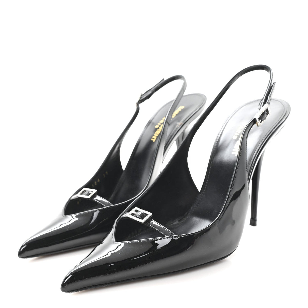 Saint Laurent Patent Leather Women's Vernice Slingback Pumps 39 Black