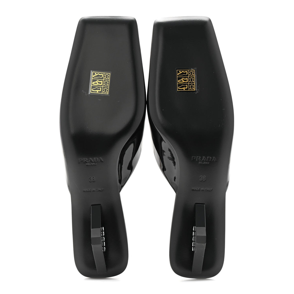 Prada Patent Calfskin Women's Modellerie Mules 38 Black