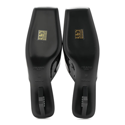 Prada Patent Calfskin Women's Modellerie Mules 38 Black