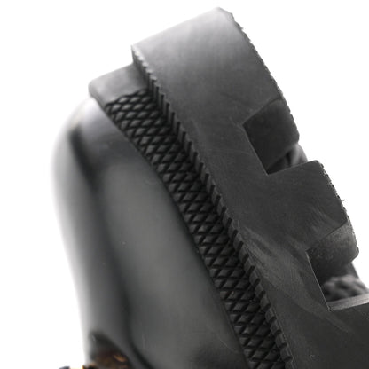 Gucci Calfskin Sylvie Web Women's Lace Up Combat Boots 38 Black