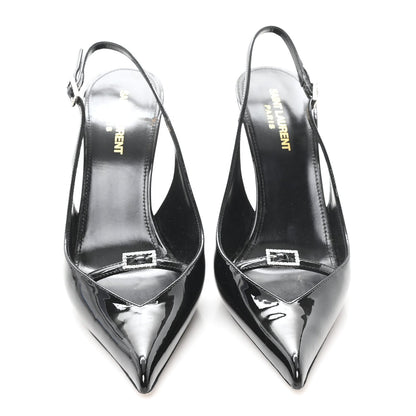Saint Laurent Patent Leather Women's Vernice Slingback Pumps 39 Black