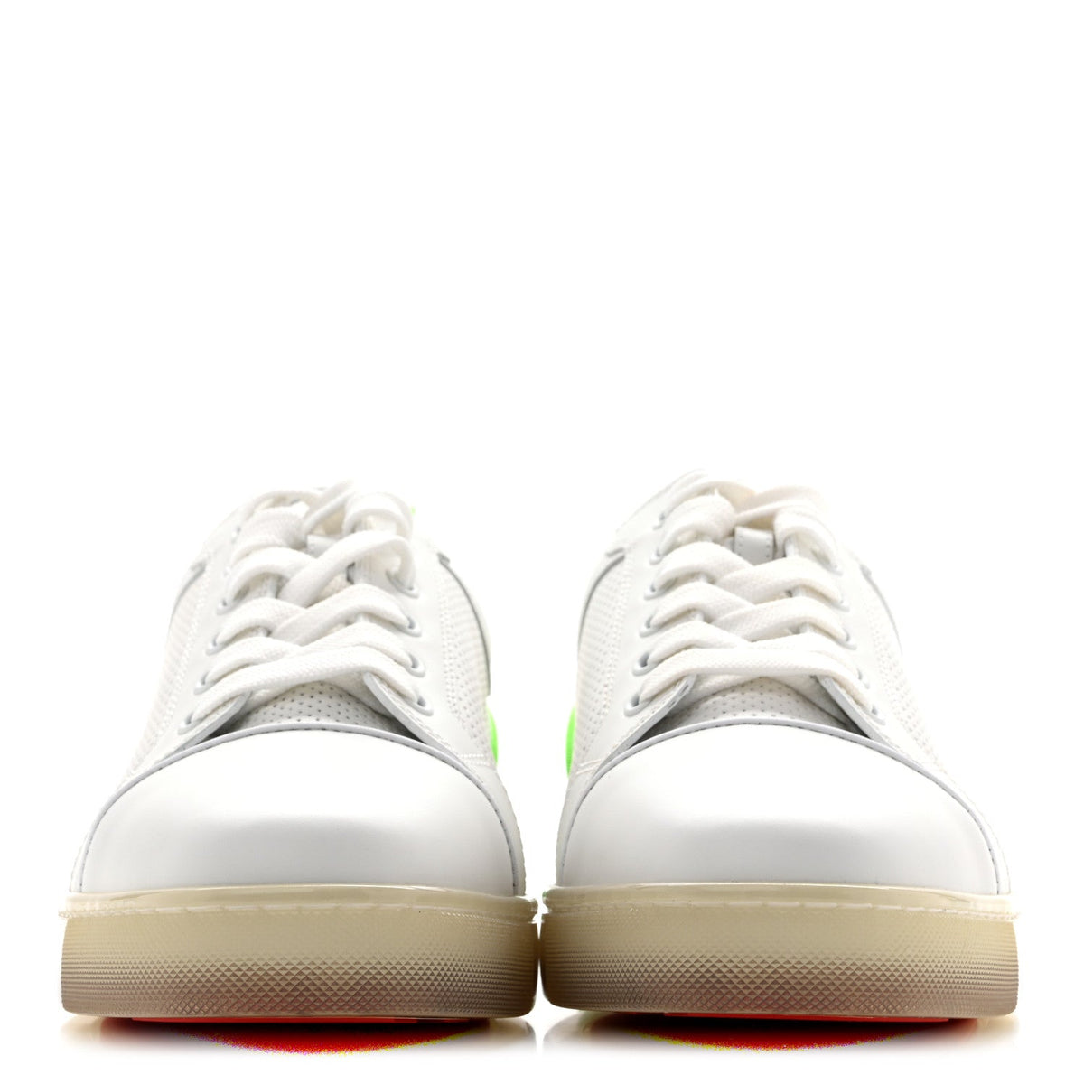 Christian Louboutin Calfskin Men's Fun Louis Junior Flat Sneakers 41.5 White Fluo Green