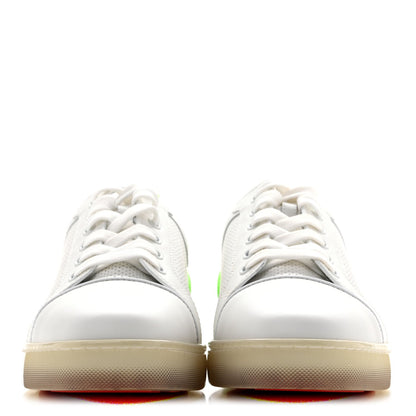 Christian Louboutin Calfskin Men's Fun Louis Junior Flat Sneakers 41.5 White Fluo Green