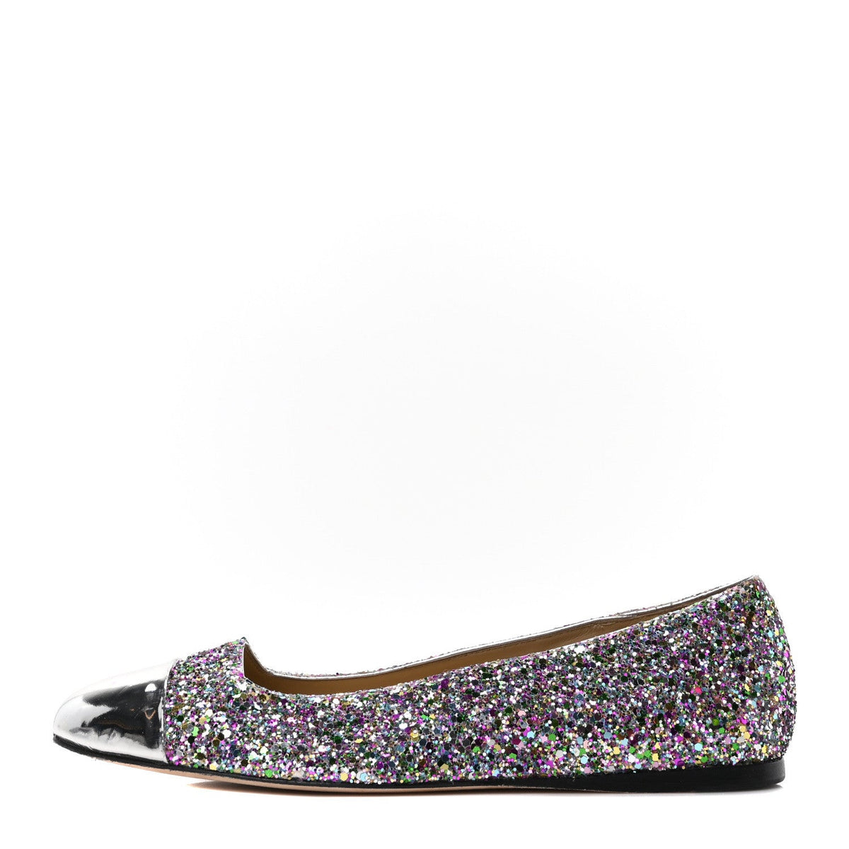 Jimmy Choopatent Calfskin Coarse Glitter Confetti Watson Flats Silver 