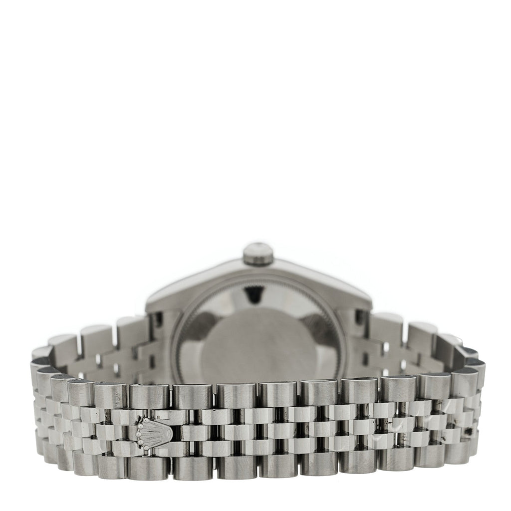 Rolex Stainless Steel 18K White Gold Diamond 31mm Oyster Perpetual Datejust Watch Dark Grey Roman 178274