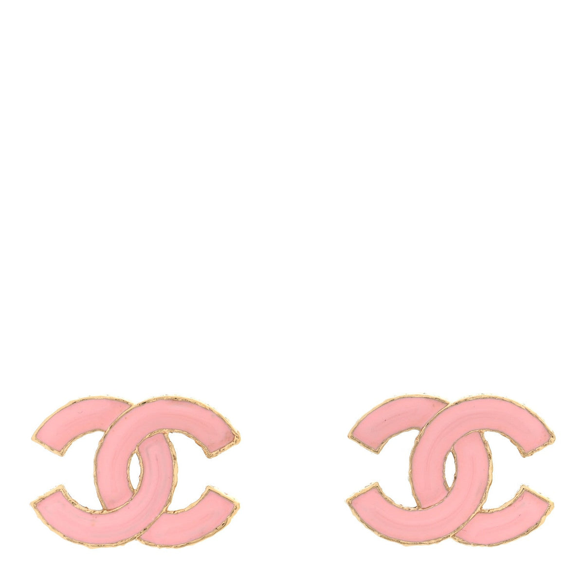 Metal Enamel CC Earrings Pink Gold