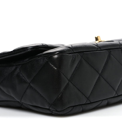 Large Quilted Lambskin Flap Shoulder Bag