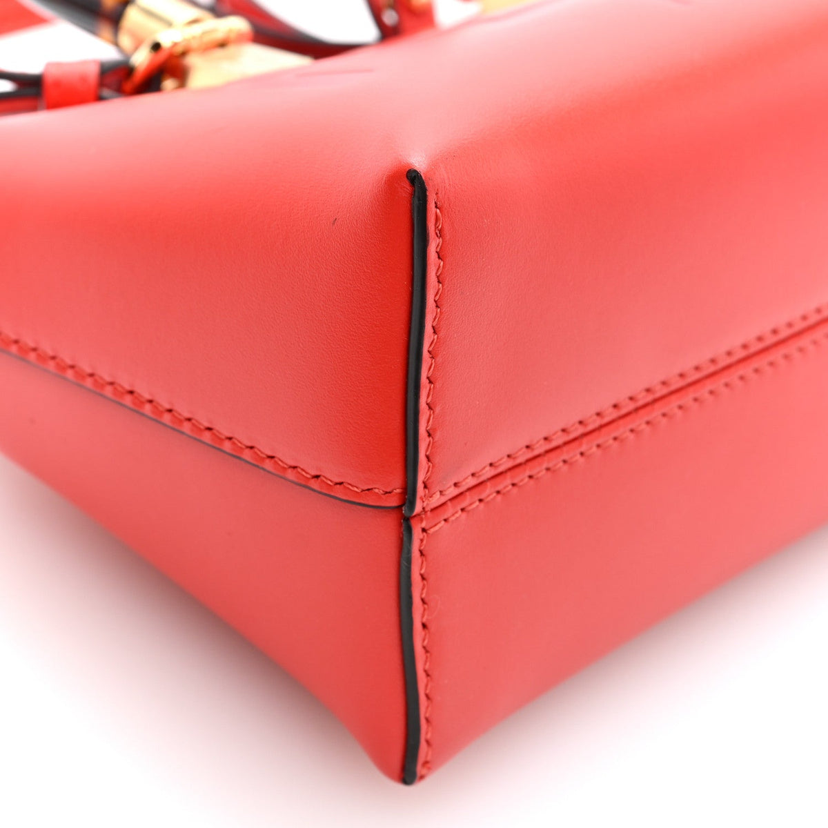 Fendi Vitello King Logo Embossed Mini By The Way Top Handle Bag Papavero