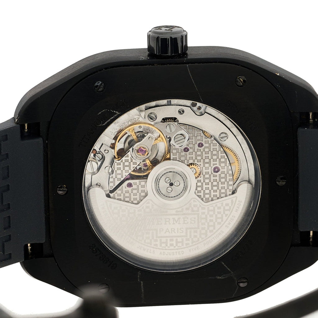 Hermes Graphene Nickel Rubber 39mm H08 Automatic Watch Noir