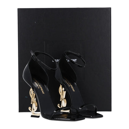 Saint Laurent Patent Calfskin Women's Opyum 110 Sandals 35 Black Gold
