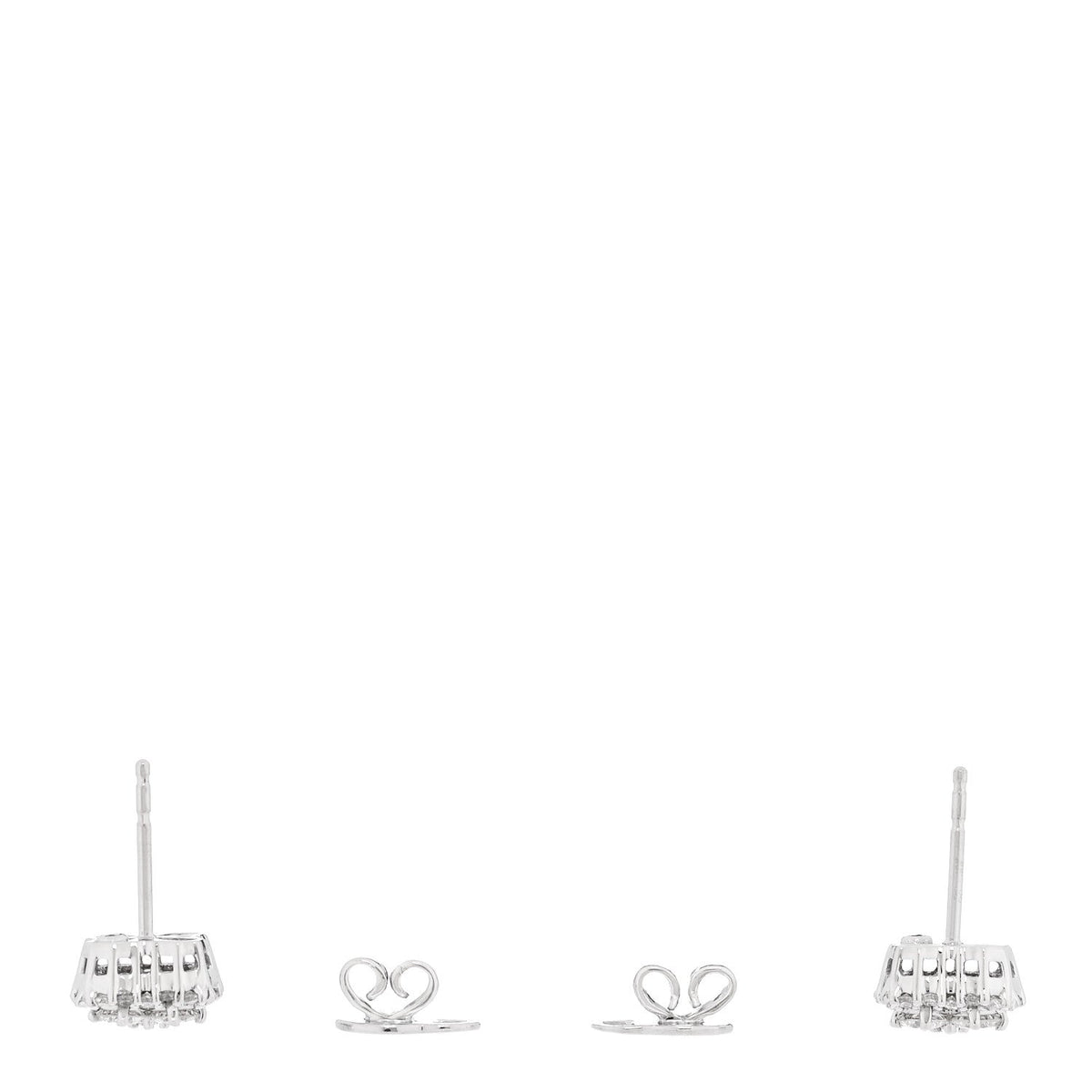 18K White Gold Diamond Flower Pave Stud Earrings
