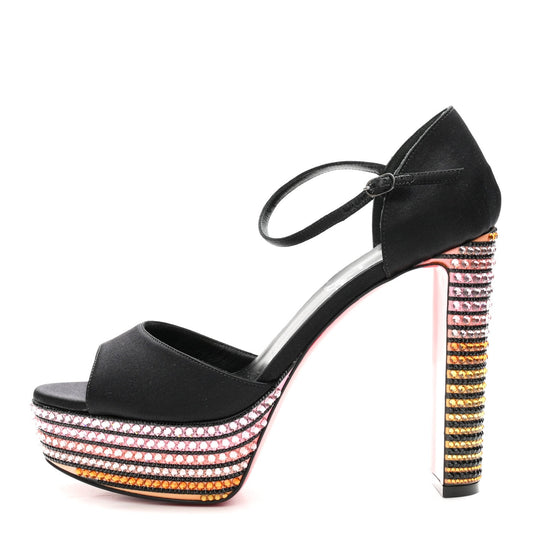 Satin Strass Sandaloo Aftersun Sandals Black Multicolor