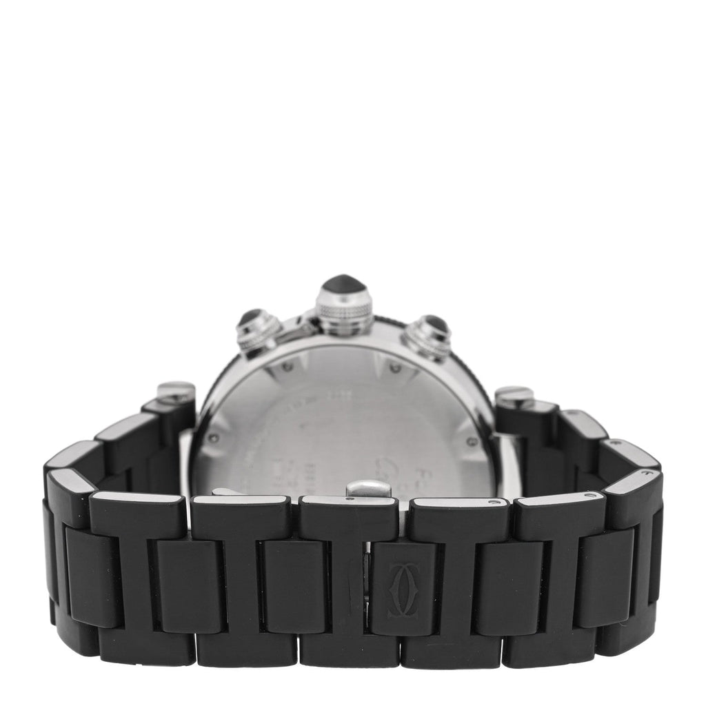 Cartier Stainless Steel Rubber 42mm Pasha Seatimer Watch Black