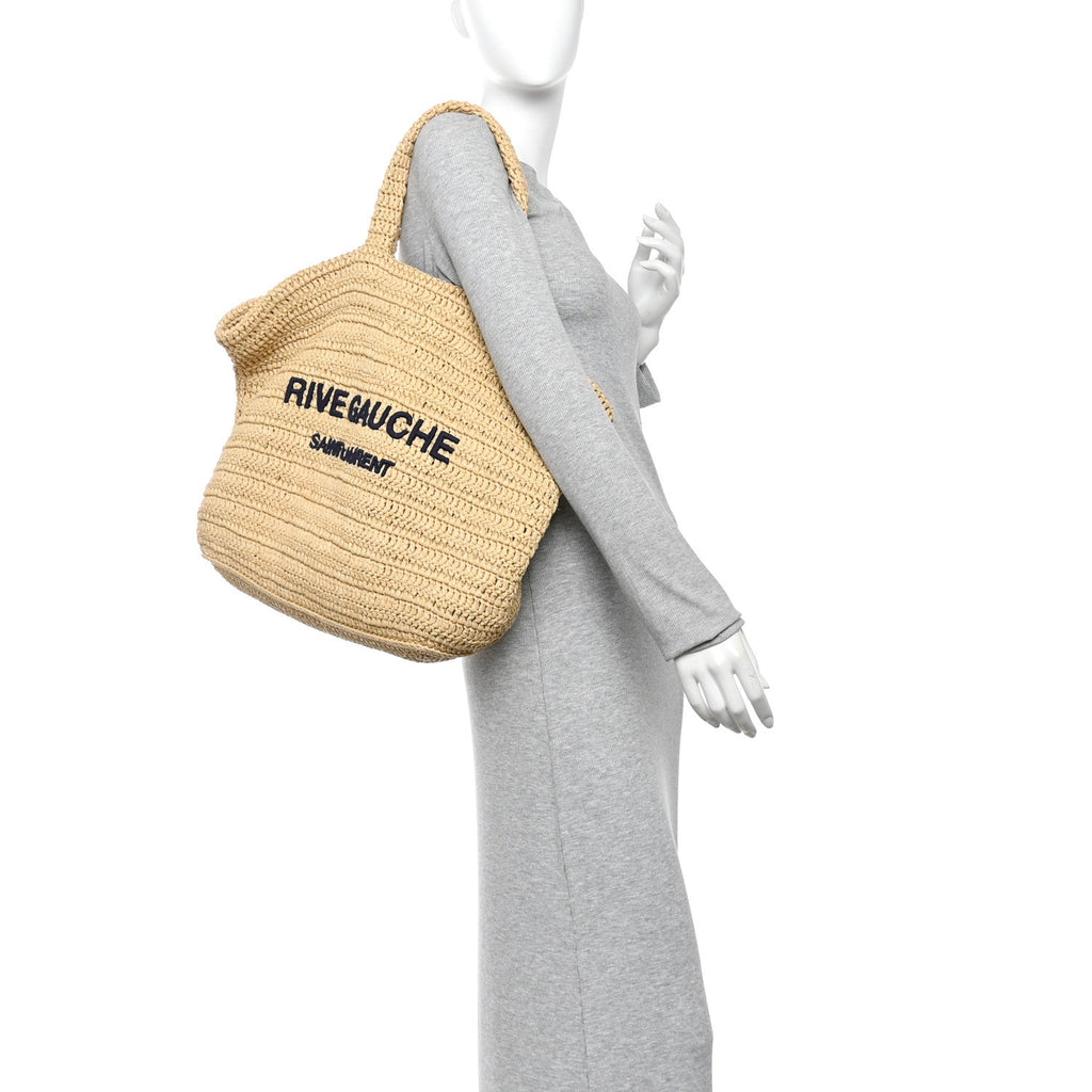 Saint Laurent Raffia Rive Gauche Tote Natural