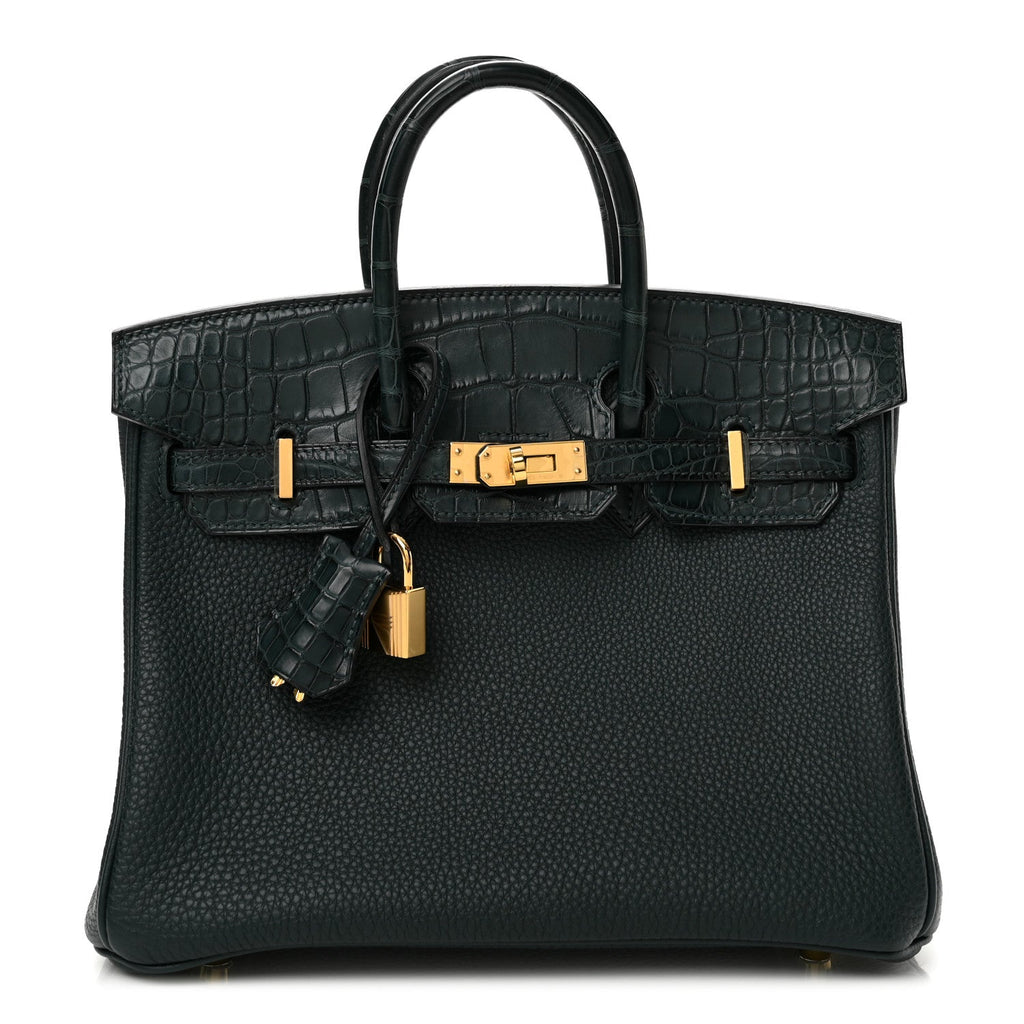 Hermes Togo Matte Alligator Birkin Touch 25 Vert Cypress