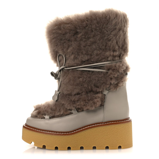 Shearling Calfskin Latitude Ankle Boots Beige Galet