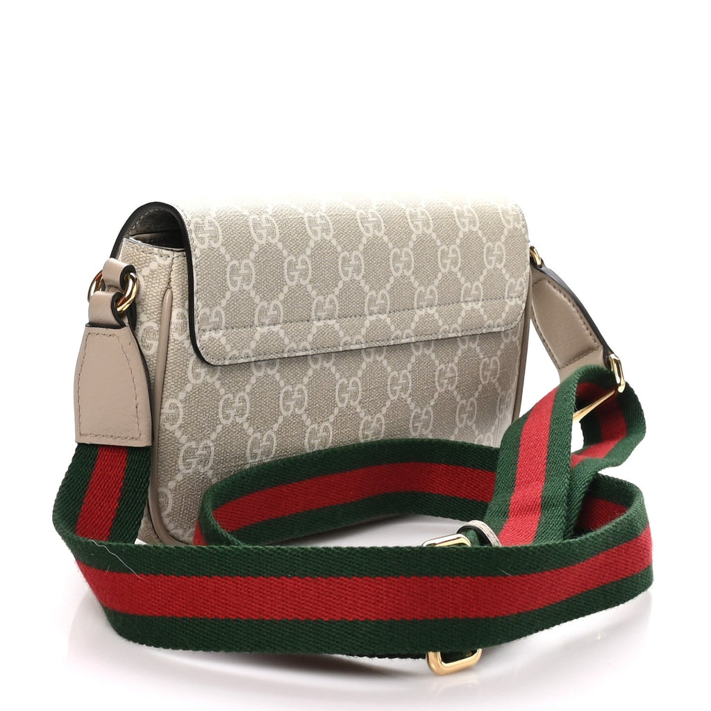 Gucci GG Supreme Calfskin Mini Ophidia Envelope Shoulder Bag White