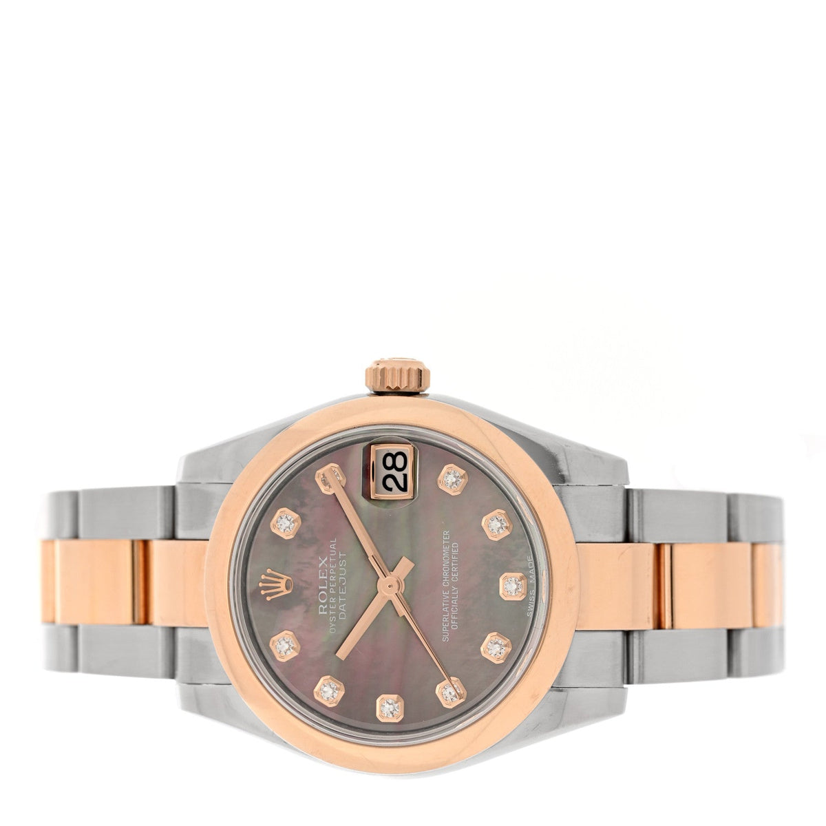 Rolex Stainless Steel 18K Everose Gold Diamond 31mm Datejust Watch 178241