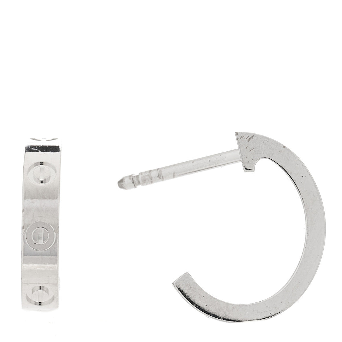18K White Gold Small LOVE Hoop Earrings