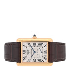 Cartier 18K Pink Gold Alligator 30mm Tank Louis Watch Brown
