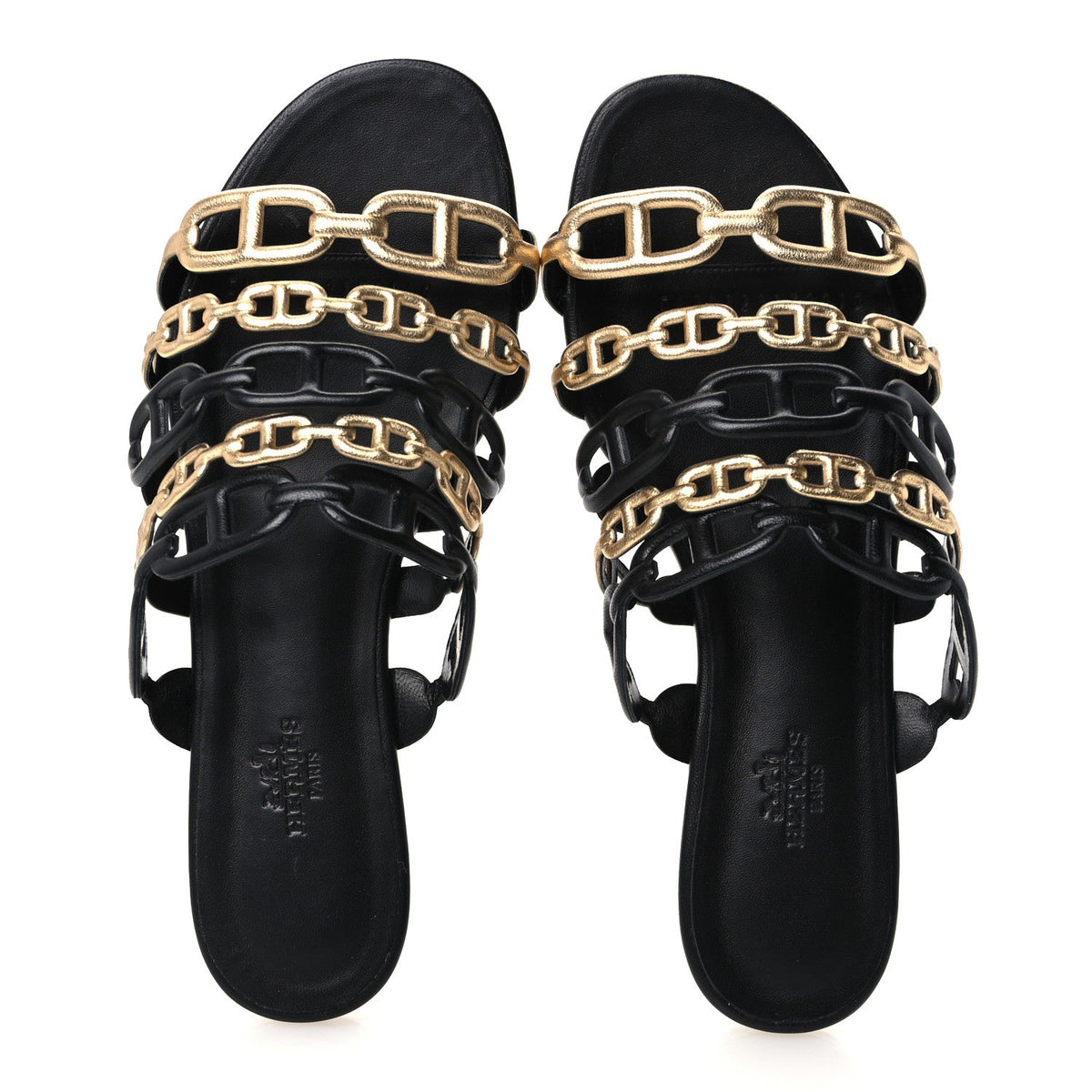 Hermes Nappa Women's Thalassa Sandals 37 Black Doré