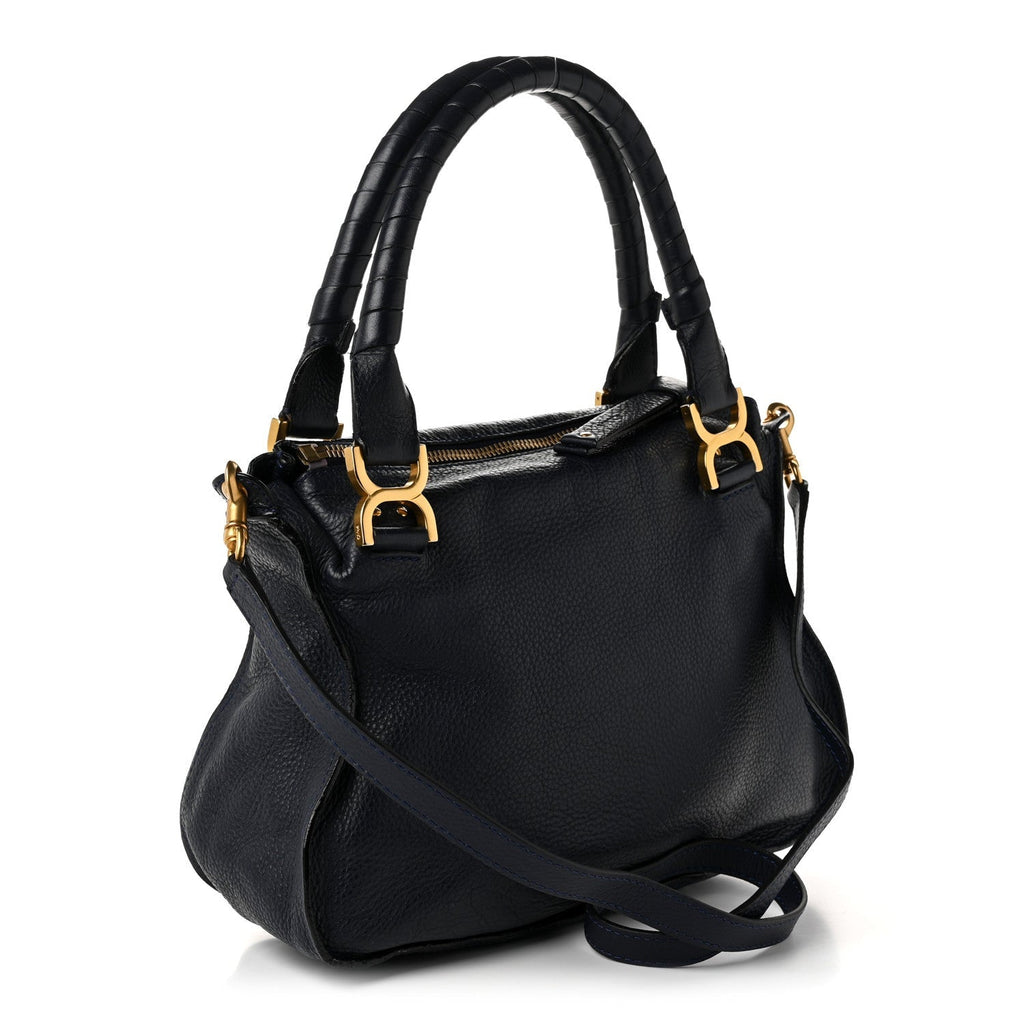 Chloe Calfskin Medium Marcie Satchel Royal Navy