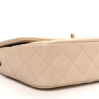 Chanel Lambskin Quilted Metal Enamel Top Handle Flap Beige