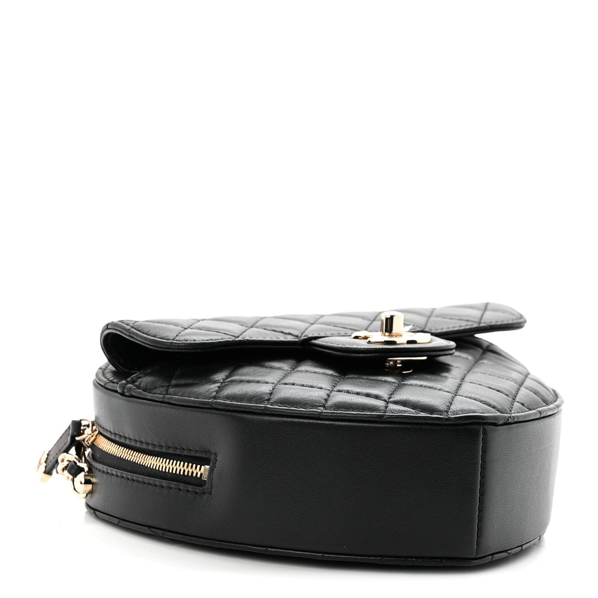 Chanel Lambskin Quilted Large CC In Love Heart Bag Black
