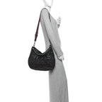 Chanel Calfskin Tweed Coco Pleats Hobo Bag Black Burgundy