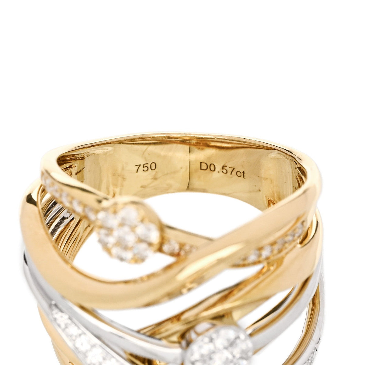Parker & West by FASHIONPHILE18K Yellow White Gold Diamond .57ctw Crossover Band Ring 53 6.5