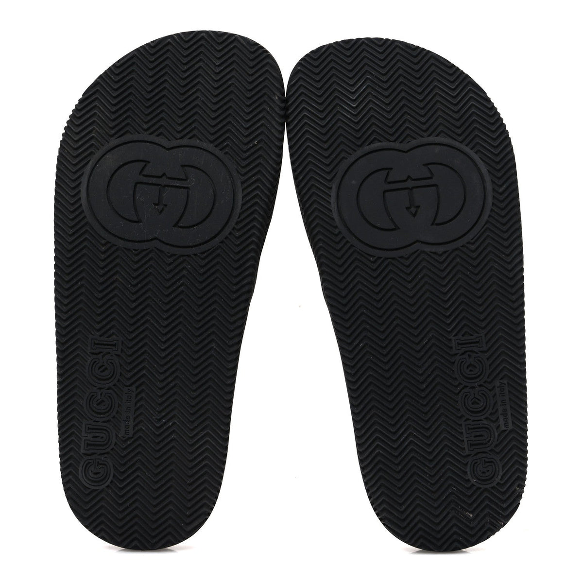 Gucci Rubber Web Women's Interlocking G Slide Sandals 35 Black